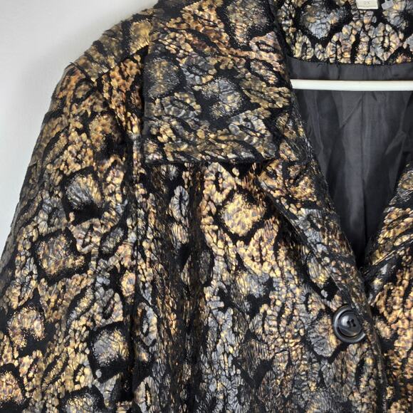 NEW Erin London Womens Jacket 2X Animal Print Metallic Copper Black Moto MOBWIFE - Picture 3 of 10